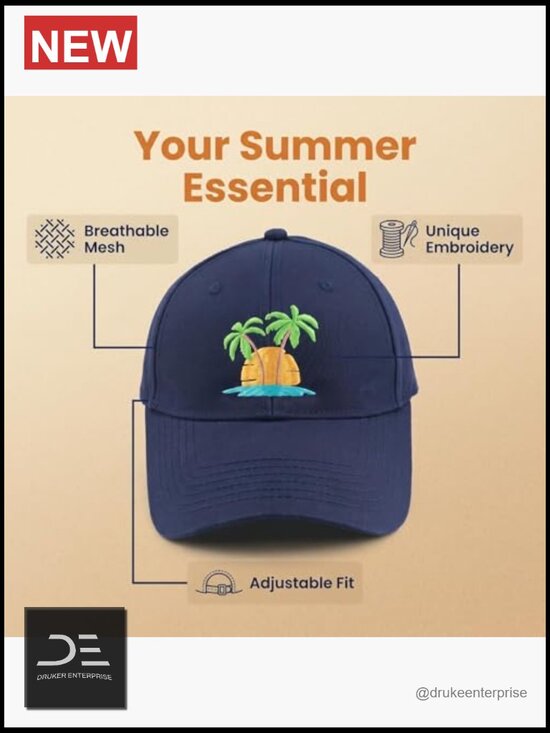 Embroidered Palm Tree Baseball Cap with Adjustable Buckle - Sun Protection main image 4